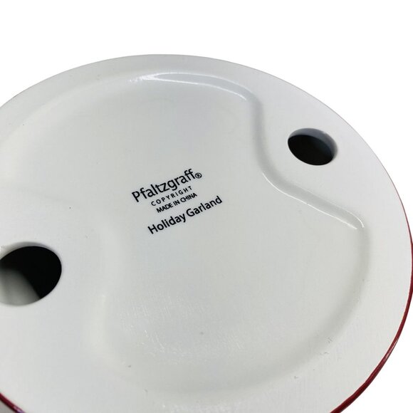 Pfaltzgraff Holiday Garland Ceramic Cake Stand Red & White Christmas Plate - Picture 7 of 8